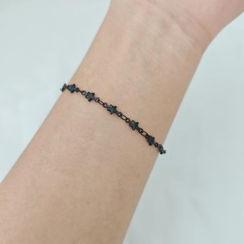 Bijoux bracelet en acier inoxydable, Acier inoxydable 304, étoile, Placage de couleur d'or, bijoux de mode, noire, Vendu par PC