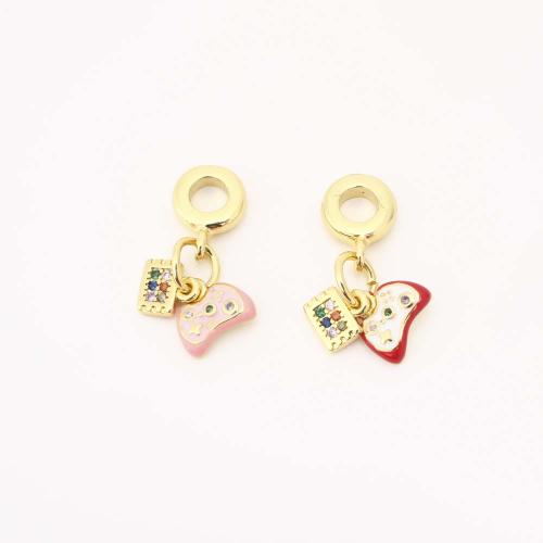 Cubic Zirconia Micro Pave bronze Pingente, cobre, DIY & micro pavimento em zircônia cúbica & esmalte, Mais cores pare escolha, vendido por PC
