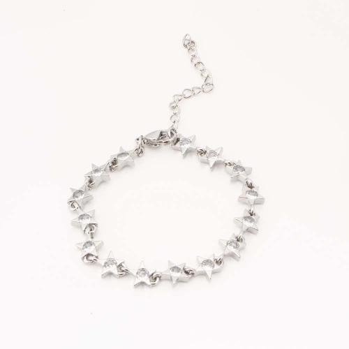 Mässing Armband, Star, mode smycken & micro bana cubic zirconia & för kvinna, silver, Säljs av PC