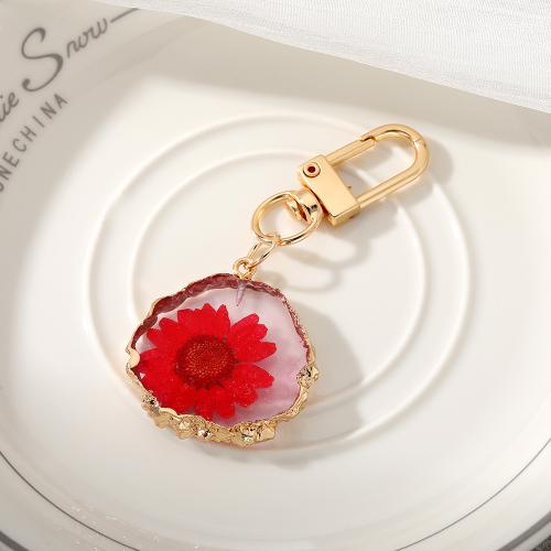 Schlüsselanhänger, Epoxy-Sticker, mit Getrocknete Blumen & Zinklegierung, Modeschmuck & für Frau, keine, 70x30mm, verkauft von PC