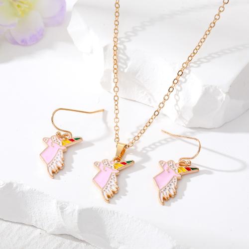 Cink ötvözet Jewelry Set, Egyszarvú, arany színű aranyozott, különböző stílusokat a választás & a nő & zománc, Által értékesített PC