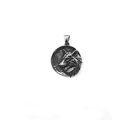 Titan -Anhänger, Titanstahl, Wolf, poliert, Vintage & DIY, pendant length 30-40mm, verkauft von PC