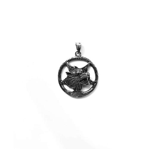 المعلقات التيتانيوم, التيتانيوم الصلب, الذئب, مصقول, خمر & ديي & أجوف, pendant length 30-40mm, تباع بواسطة PC