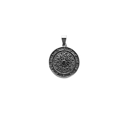 Titanhäng, Titan Stål, Flat Round, polerad, Vintage & DIY, ursprungliga färgen, 32x36mm, Säljs av PC