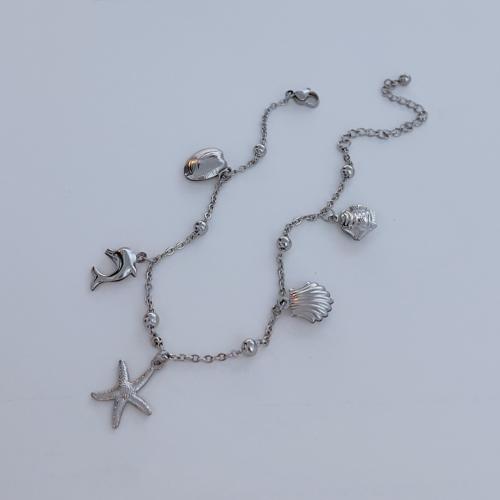 Stainless Steel Jewelry Bracelet 304 Stainless Steel with 50mm extender chain silver color plated fashion jewelry silver color Length 220 mm Sold By PC