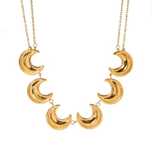 Collier de bijoux en acier inoxydable, Acier inoxydable 304, Plaqué or 18K, Double couche & bijoux de mode & pour femme, Vendu par PC