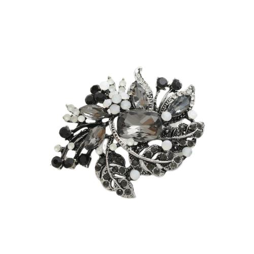 Zinc Alloy Brocher, med Krystal & Akryl, forgyldt, mode smykker & Unisex & med rhinestone, 52x41mm, Solgt af PC