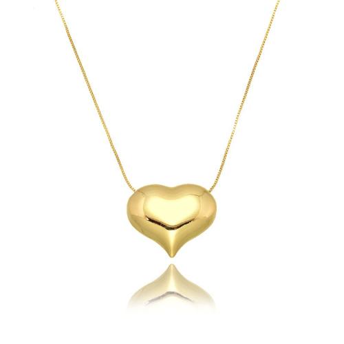 Brass Necklace Heart plated fashion jewelry & for woman Sold By PC