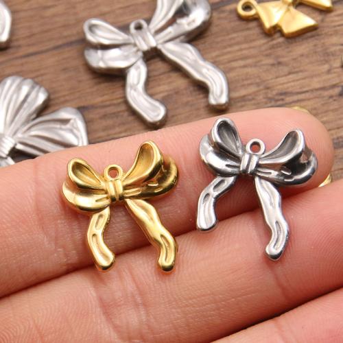Stainless Steel Pendants 304 Stainless Steel Bowknot plated DIY Sold By Bag