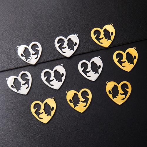Stainless Steel Heart Pendants 304 Stainless Steel plated DIY Sold By Bag