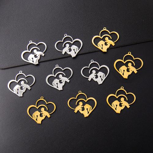 Stainless Steel Heart Pendants 304 Stainless Steel plated DIY Sold By Bag