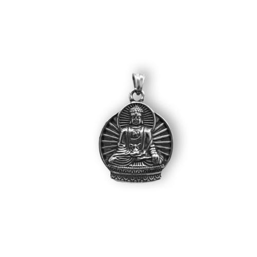 Titanhäng, Titan Stål, Buddha, polerad, Vintage & DIY, ursprungliga färgen, 40x50mm, Säljs av PC