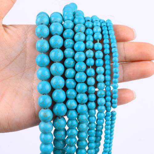 Gemstone šperky Korálky, Syntetický Turquoise, Kolo, DIY & různé velikosti pro výběr, tyrkysově modré, Prodáno By Strand