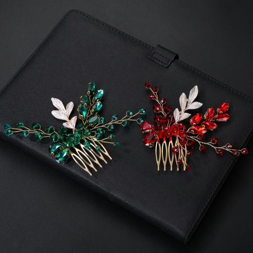 Bridal Decorative Hair Comb Zinc Alloy with brass wire & Crystal handmade fashion jewelry & for woman Sold By PC