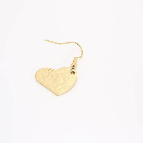Stainless Steel Drop Earring 304 Stainless Steel Heart Vacuum Ion Plating Hidden Pendant & fashion jewelry & for woman golden Sold By PC