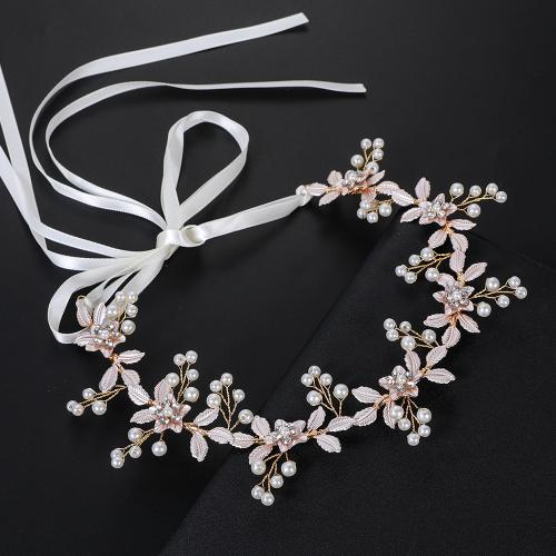 Bridal Hair Wreath Zinc Alloy with brass wire & Plastic Pearl handmade fashion jewelry & for woman & with rhinestone golden Sold By PC