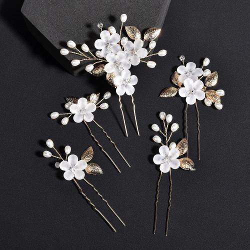 Hair Bands Zinc Alloy with brass wire & Crystal & Plastic Pearl & Acrylic handmade 5 pieces & fashion jewelry & for woman Sold By Set