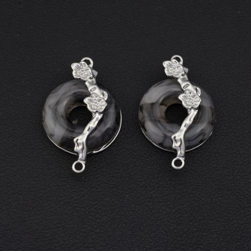 Zinco-Alloy-Connettore, lega in zinco, with pietra preziosa, placcato color argento, DIY, argento, Venduto da PC