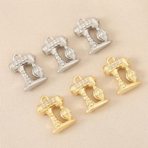 Cubique Pendentif en laiton zircon pavent, Placage, DIY & pavé de micro zircon, plus de couleurs à choisir, protéger l'environnement, sans nickel, plomb et cadmium, 10PC/sac, Vendu par sac