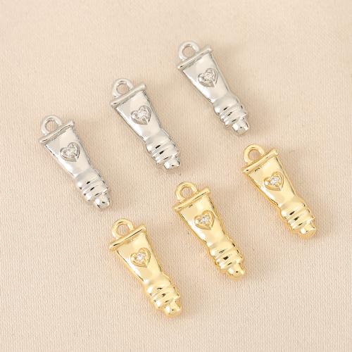 Cubic Zirconia Micro Pave Brass Pendant plated DIY & micro pave cubic zirconia nickel lead & cadmium free Sold By Bag