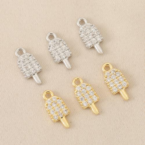 Cubic Zirconia Micro Pave Brass Pendant Ice Cream plated DIY & micro pave cubic zirconia nickel lead & cadmium free Sold By Bag