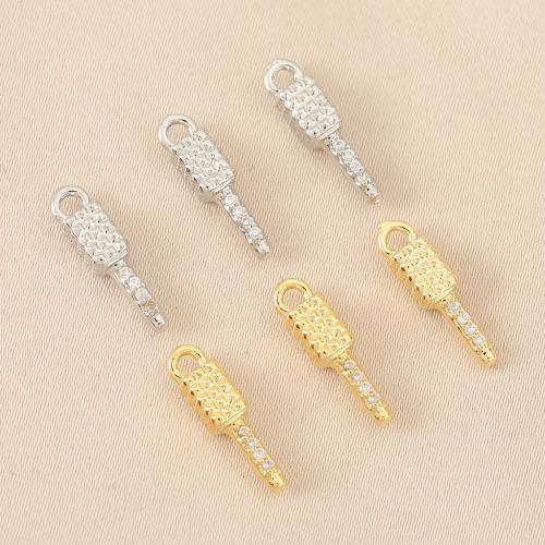 Kubik Zirkonium mikro bana Mässing hängande, plated, DIY & micro bana cubic zirconia, fler färger för val, nickel, bly och kadmium gratis, 10PC/Bag, Säljs av Bag