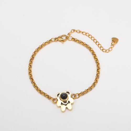 Titanium Steel Miniature Projection Bracelet Claw gold color plated fashion jewelry & Unisex Length Approx 8.3 Inch Sold By PC