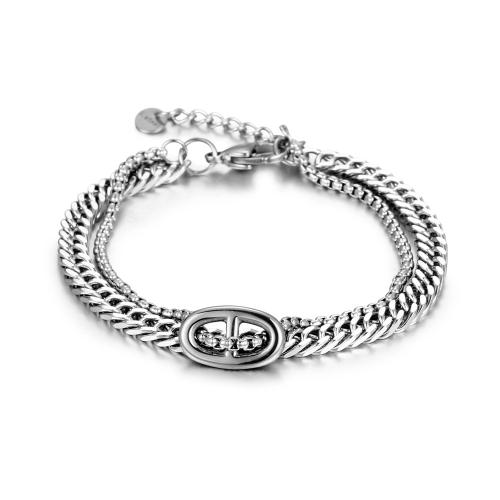 Acier titane bracelet, poli, Double couche & unisexe & normes différentes pour le choix, couleur originale, Vendu par PC