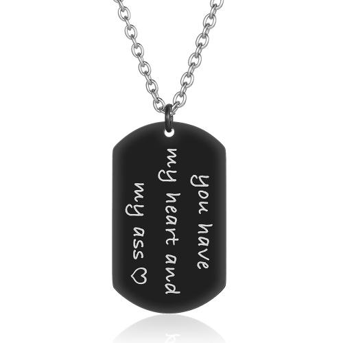 Titanium Steel Necklace polished fashion jewelry & Unisex & with letter pattern Length Approx 23.6 Inch Sold By PC