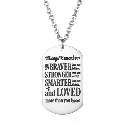 Titanium Steel Necklace polished Unisex & with letter pattern original color Length Approx 23.6 Inch Sold By PC
