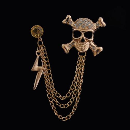 Zinc Alloy Brooches Skull plated for man & with rhinestone 75mm Sold By PC