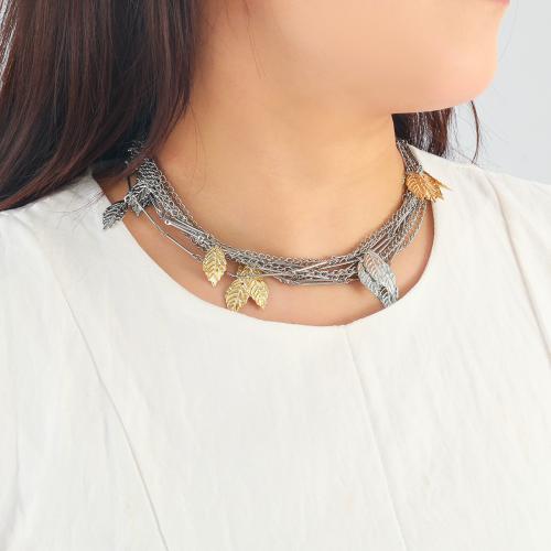 Mode Multi laag ketting, Zinc Alloy, gold plated, mode sieraden, meer kleuren voor de keuze, Verkocht door PC