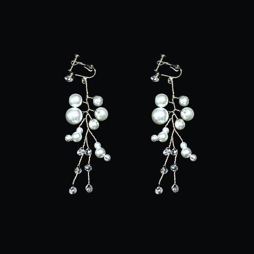 Zinc Alloy Korvakorut, Sinkkiseos, kanssa messinkilanka & Muovi Pearl, käsintehty, muoti korut & eri tyylejä valinta & naiselle, kultainen, 120x60x60mm, Myymät Pair