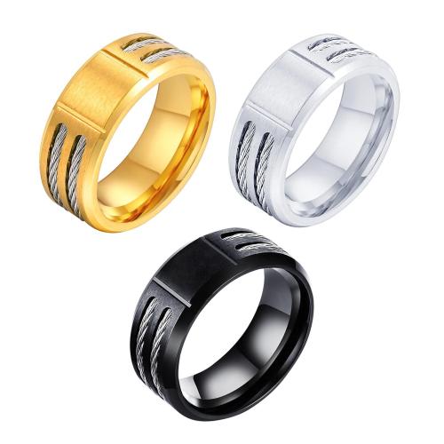 Vinger Ring in edelstaal, 304 roestvrij staal, plated, verschillende grootte voor keus & verschillende ontwerpen voor de keuze & voor de mens, meer kleuren voor de keuze, Verkocht door PC
