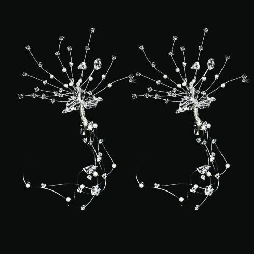 Alligator Hair Clip Zinc Alloy with brass wire & Crystal & Plastic Pearl handmade fashion jewelry & for woman silver color Sold By Pair