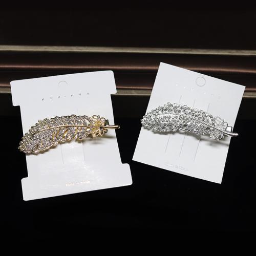 Bek Clips, Zinc Alloy, Blad, mode sieraden & voor vrouw & met strass, meer kleuren voor de keuze, 75x20x20mm, Verkocht door PC