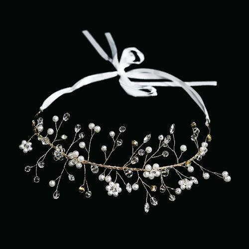 Gruaige Wreath, Sinc Alloy, le sreang práis & Crystal & Pearl Plaisteacha, lámhdhéanta, jewelry faisin & do bhean, órga, 380x30x30mm, Díolta De réir PC