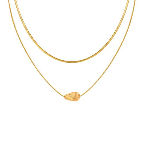 Mode Multi laag ketting, 304 roestvrij staal, 18K verguld, Dubbele laag & mode sieraden & voor vrouw, Verkocht door PC