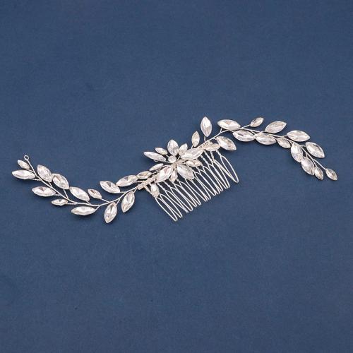 Dekorativní Hair Combs, Zinek, s mosazný drát & Krystal, ruční práce, módní šperky & pro ženy, stříbro, Prodáno By PC