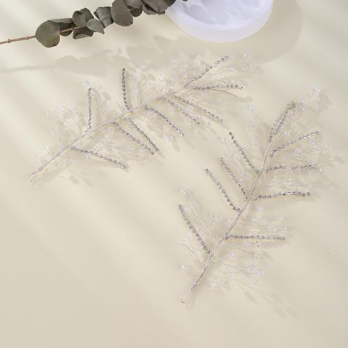 Brud Hair Flowers, Zink Alloy, med mässingstråd & Kristall, handgjord, mode smycken & för kvinna & med strass, silver, Säljs av PC