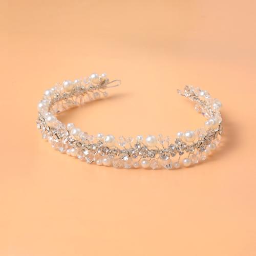 Hårsnoddar, Zink Alloy, med mässingstråd & Kristall & Plast Pearl, handgjord, mode smycken & för kvinna & med strass, silver, 340x25mm, Säljs av PC