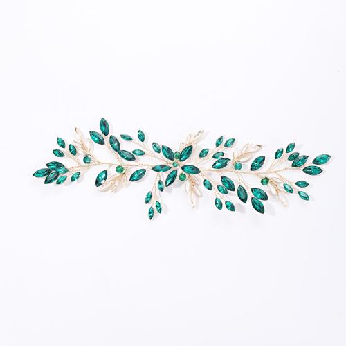 Bridal Hair Flowers Zinc Alloy with brass wire & Crystal handmade fashion jewelry & for woman green Sold By PC