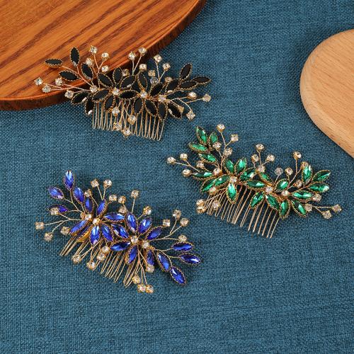 Dekorativní Hair Combs, Zinek, s mosazný drát & Krystal & Drahokamu, ruční práce, módní šperky & pro ženy, více barev na výběr, 150x150x60mm, Prodáno By PC