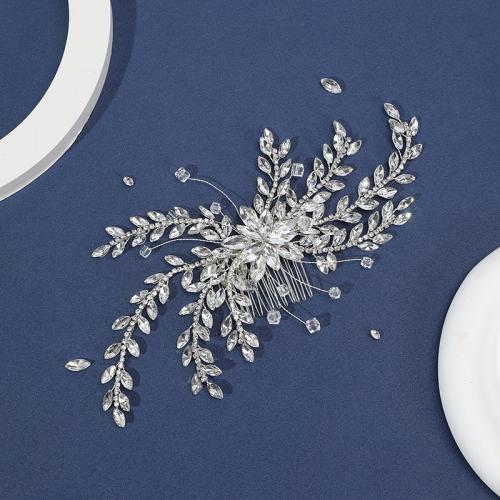 Decoratieve Kammen, Zinc Alloy, met koperdraad & Kristal & Bergkristal, handgemaakt, mode sieraden & voor vrouw, zilver, Verkocht door PC