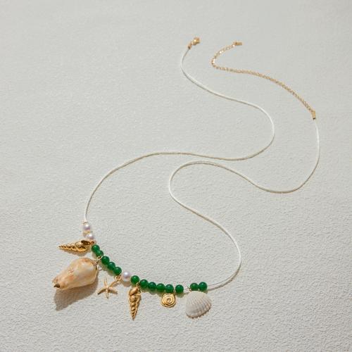 dekoratív öv, 304 rozsdamentes acél, -val Pamutfonal & Trumpet Shell & Műanyag Pearl, galvanizált, divat ékszerek & különböző stílusokat a választás & a nő, Által értékesített PC