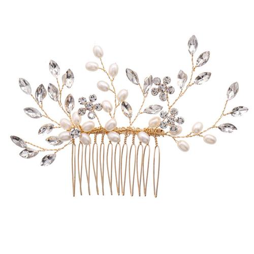 Decoratieve Kammen, Zinc Alloy, met koperdraad & Kristal & Plastic Pearl, handgemaakt, mode sieraden & voor vrouw, meer kleuren voor de keuze, 150x50x50mm, Verkocht door PC