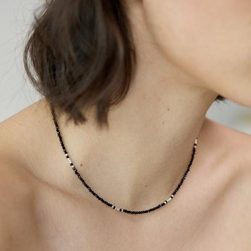 Halskettingen met edelstenen, Spinel, met Messing, silver plated, mode sieraden, gemengde kleuren, 39cm+5cm extended chain, Verkocht door PC