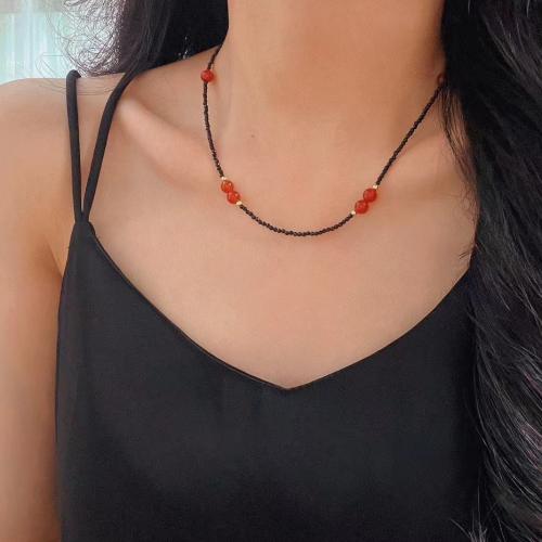 Halskettingen met edelstenen, Spinel, met 304 roestvrij staal, plated, mode sieraden, gemengde kleuren, 39cm+5cm extended chain, Verkocht door PC