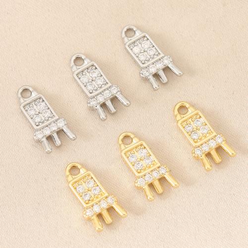 Cirkónia mikro Pave Sárgaréz Medál, galvanizált, DIY & mikro egyengetni cirkónia, több színt a választás, nikkel, ólom és kadmium mentes, 10PC-k/Bag, Által értékesített Bag