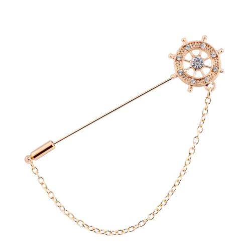 Zinc Alloy Brooches Anchor plated for man & with rhinestone Sold By PC